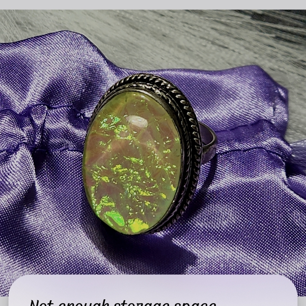 Size 7 1/2, Elegant Opal Ring with Silver Band - Picture 6 of 6
